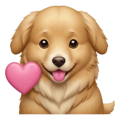 A dog holding a heart (modeled after a Golden Retriever) sticker
