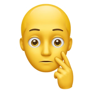 yellow face question mark emoji with hand on chin, thinking expression, single question mark floating sticker