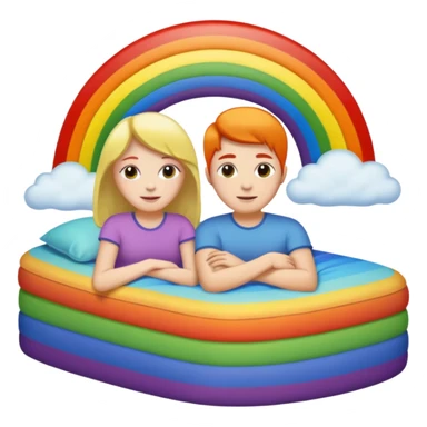  Two people in a rainbow bed sticker