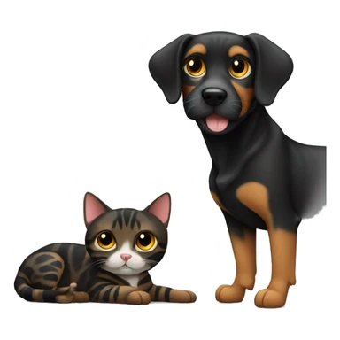 Black dog and bengal cat together sticker