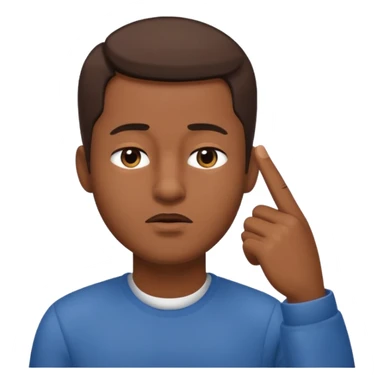 Emoji de hombre haciendo silencio y señalandose la cabeza con los ojos cerrados sticker