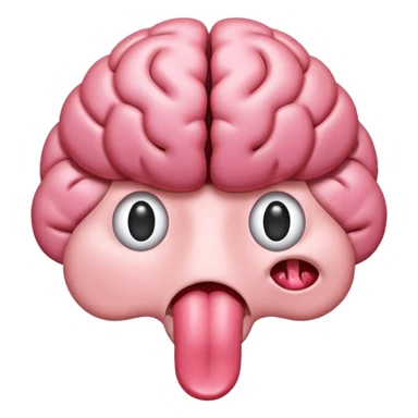 Tongue sticking out of brain with extra grey matter and sopping sticker