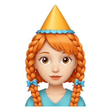 party hatted orange braided haired girl sticker
