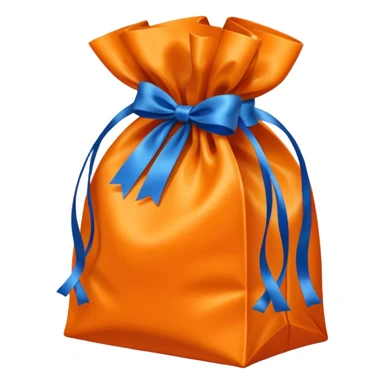 orange solid color gift bag with blue ribbon sticker