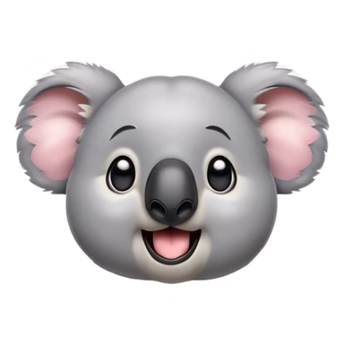 Cinematic Comical Koala Portrait Emoji, Head tilted dramatically with an exaggeratedly amused expression, featuring a quirky grey fur with a comically large black nose and wide, expressive eyes filled with playful disbelief, Simplified yet hilariously expressive features, highly detailed, glowing with a slightly sassy glow, high shine, dramatic yet playful, stylized with an air of cheeky eucalyptus mischief, bright and endearing, soft glowing outline, capturing the essence of a spirited and over‐the‐top koala, so meme‐worthy it feels like it could hug its way into internet fame instantly! sticker