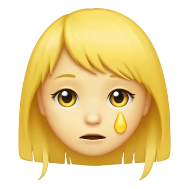classic yellow emoji with a tear and side-swept bangs, emo style sticker