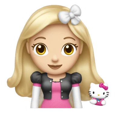 curvy beauty blonde girl with hello kitty plush sticker