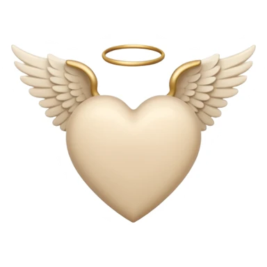 beige heart with white angel wings sticker