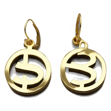 $  symbol dollar shaped earings gold sticker