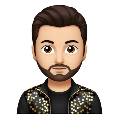 Chris Kirkpatrick from 'N Sync with dark brown hair, black sequin outfit, light skin sticker