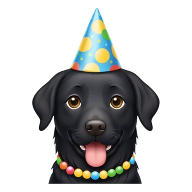 Black Labrador long hair party hat sticker