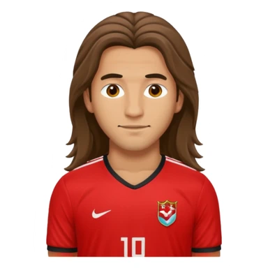 long haired soccer player with red jersey sticker