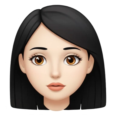 Mulher gordinha com pele branca, olhos castanhos, cabelo Liso e preto. Uma pinta abaixo da boca no canto direito sticker