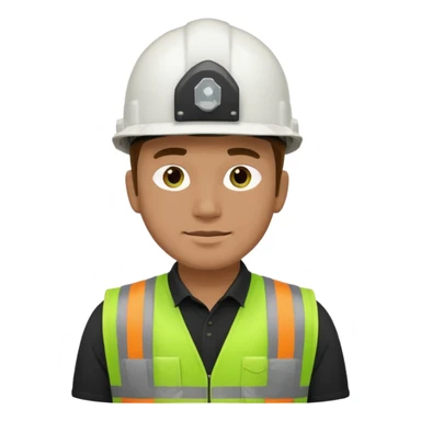 Hombre ingeniero casco blanco y chaleco verde camisa negro sticker