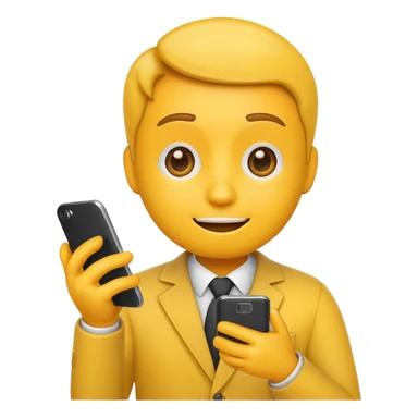 classic yellow emoji holding a smartphone with social media notifications, representing digital marketers sticker