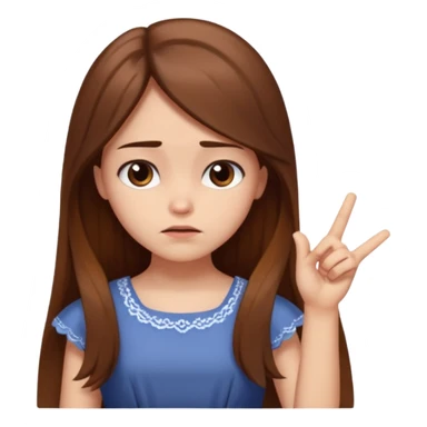 fake costumer loyalty, girl that doesn't care, she is like whatever, brown long hair, cute dress and her hand showing like i dont care whatever, make her look little bit bored sticker