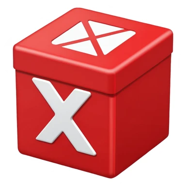 white x in red box 2D sticker