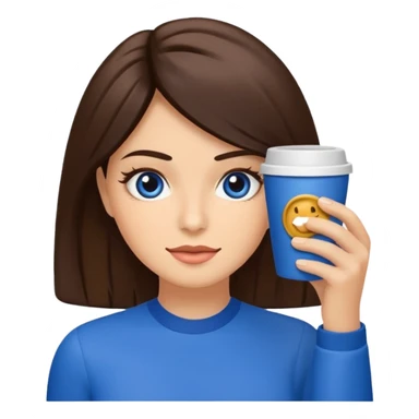 Memoji piel morena ojos cafés cabello largo color azul con esté 🖕🏻emoji sticker