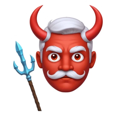 human colored demon with mustache and Trident sticker