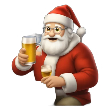 Père Noël qui offre un verre de bière à un enfant comme cadeau sticker
