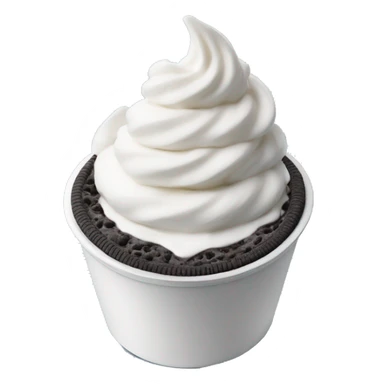 Oreo frozen yogurt swirled in a white cup sticker