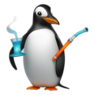 Penguin with hookah sticker