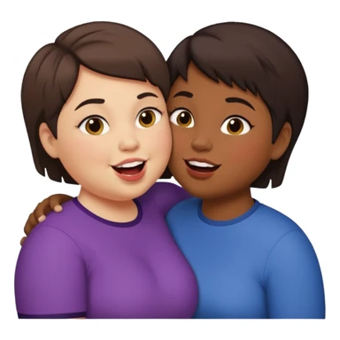 Chubby lesbian with medium dark hair kissing tall butch lesbian with huge teeth and short hair sticker