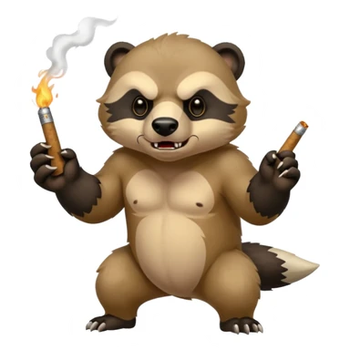 honey badger smoking a cigarette chasing a bear sticker