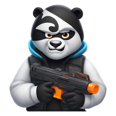 Evil panda with a nerf gun sticker