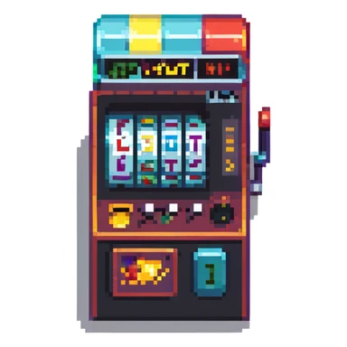 casino max win and more, slot machine jackpot, pixel art style sticker