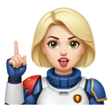 middle finger and face with tongue out woman space marine full body sticker