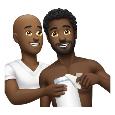 Black man rubbin lotion on another black man sticker