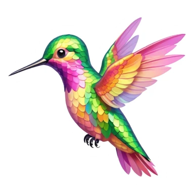 peach pink and yellow-green humming bird sticker