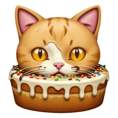 Cat vomiting because of eating cake sticker