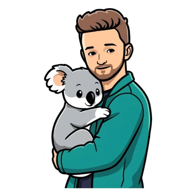 Justin Timberlake hugging koala sticker