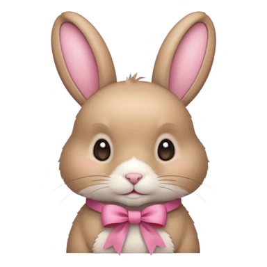 a beige rabbit with a pink ribbon on its neck sticker