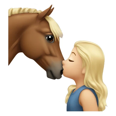 Brown horse giving a kiss to a girl with blonde hair sticker