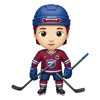 Cute cartoon hockey player sticker pack, wearing бордовый and темно синий uniform, for a children's team. sticker
