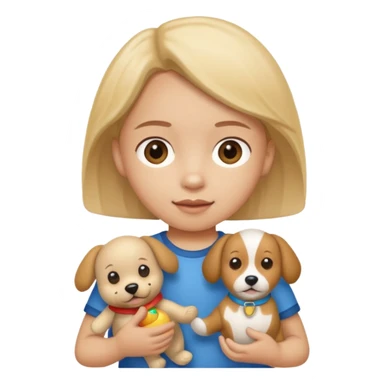 child with dog toy sticker