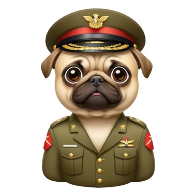 pug in military outfit as a soldier   sticker