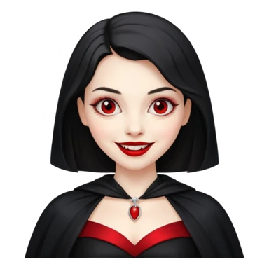 Vampire lady in black dress with cape, smile sticker