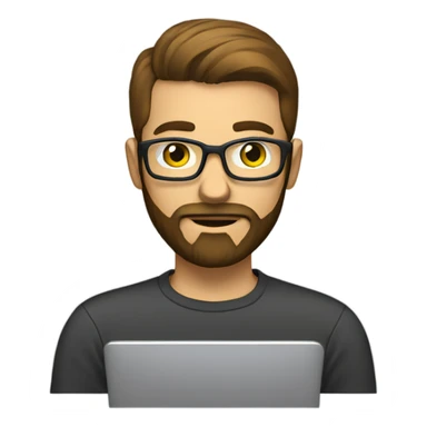 WEB DEVELOPER WORKING ON HIS LAPTOP add beard  sticker