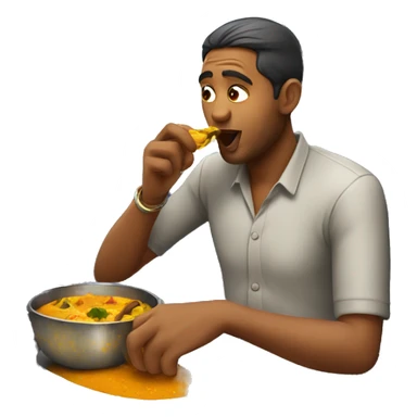 indian man eating curry on a train sticker