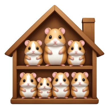 Mommy hamster and 5 baby hamsters in house sticker
