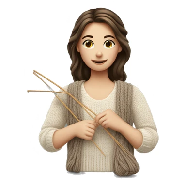 White brunette girl knitting sticker