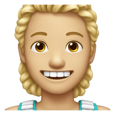 person with braces on teeth smiling sticker