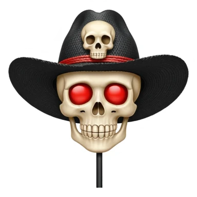 Drapeau de tête de mort avec un fond noir et sur la tête met un chapeau de paille avec un fil rouge sticker