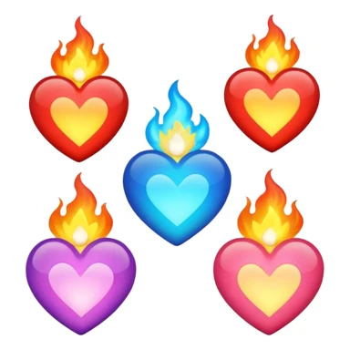 Make flaming hearts in all colours but heart would be separate nature sticker