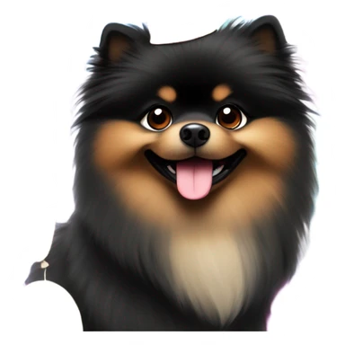 black pomeranian happy party sticker