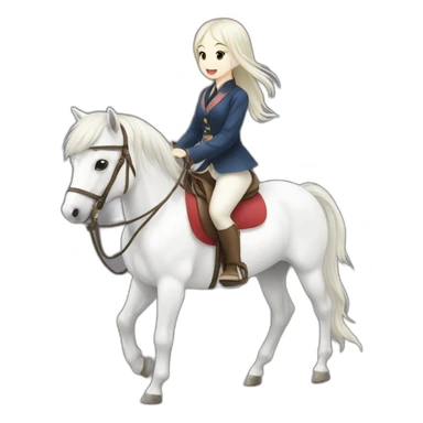 white horse riding japanese cute girl sticker